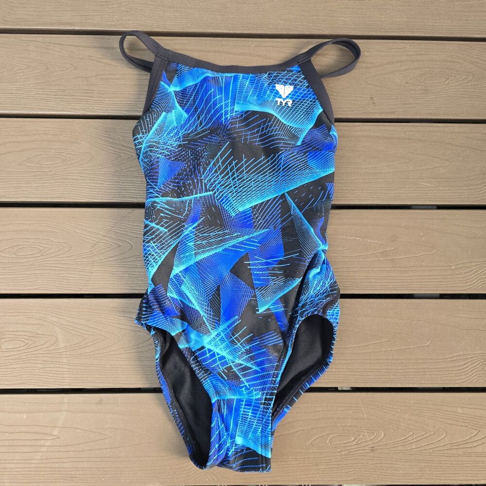 TYR DuraFast Elite Axis Diamondfit 1 Pc Blue/black Youth Girl Sz 24 New Sample